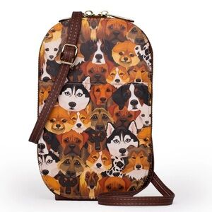 Monarque Crossbody Purse Wallet Bag Dogs Canine Cousins 8 x 5 x 1.25 Inches NWOT